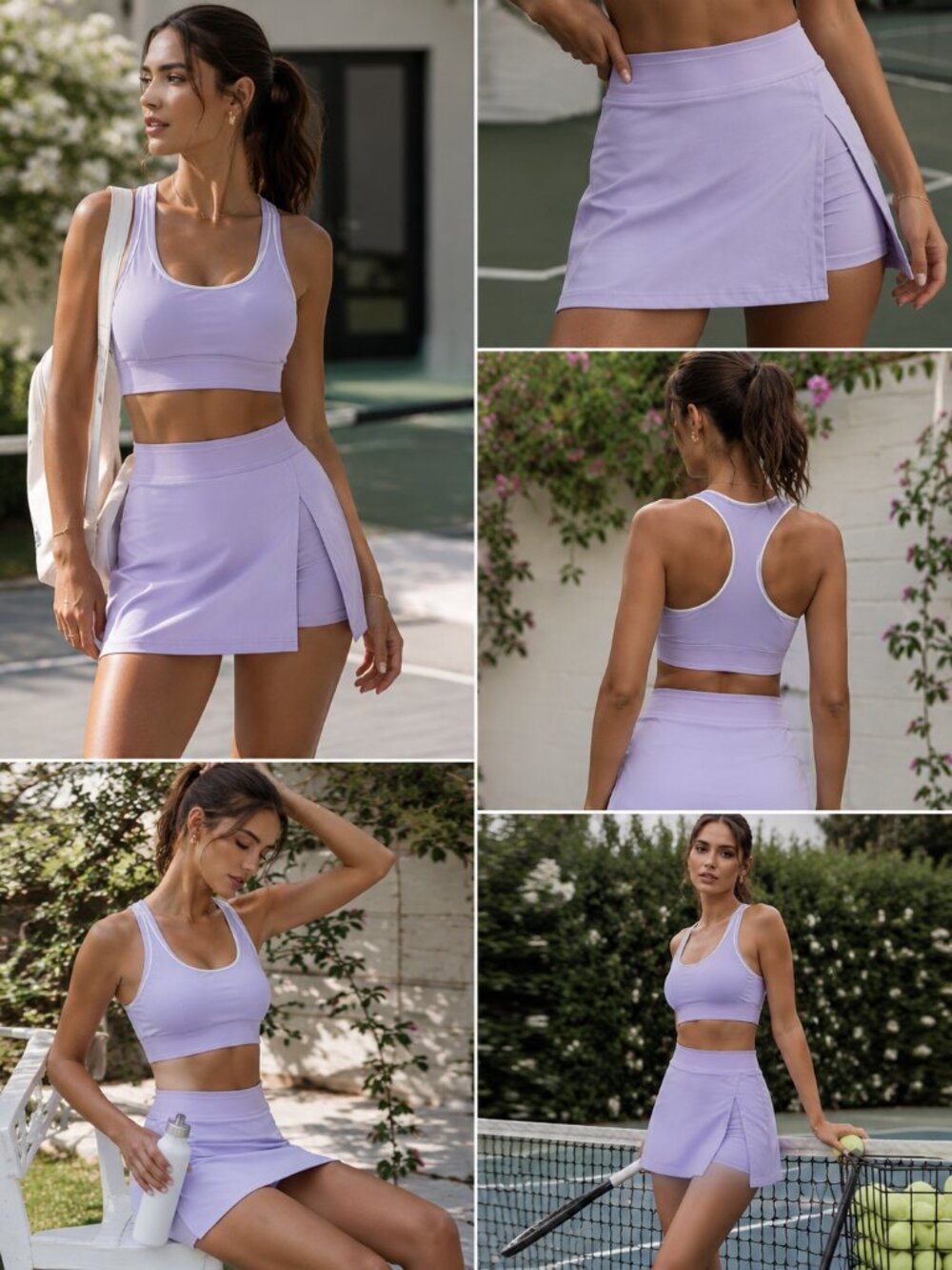 OTOS Athleisure Pickleball Set Sport Bra Skort/Skirt Side Slit Pink Various - Picture 8 of 8